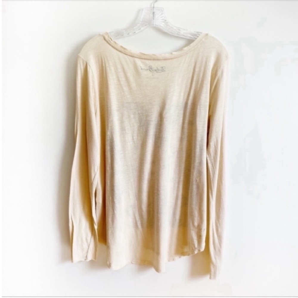 Lucky Brand t-shirt cream blue southwestern geometric long sleeves cotton - Picture 7 of 7